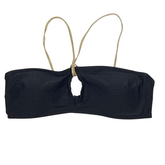 Aerie Bandeau Bikini Top Womens Size Small NWT Gold Strap Keyhole Removable Pad - Picture 1 of 6